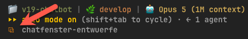 Der Aufruf des Design-Skills in der Statuszeile von Claude Code